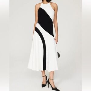 Saunders Crepe A-line Halter Dress Black and White Size 2